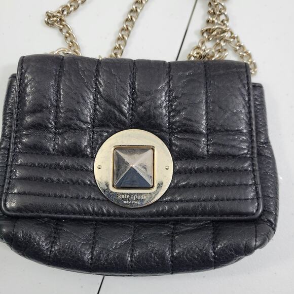 Kate Spade Small Black Pebble Leather Cross Body Purse Chain Strap 122423-0584 - Picture 8 of 8